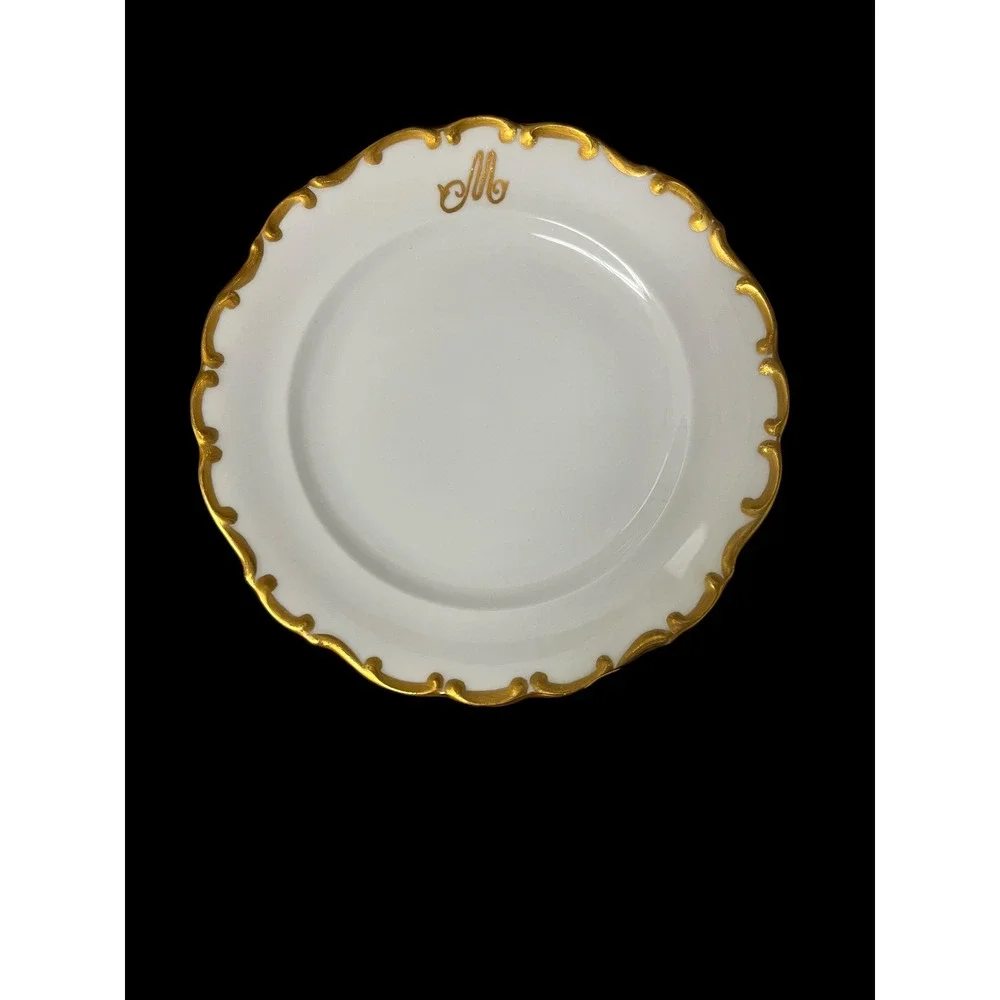 Schumann Arzberg Bavaria White Elegance Gold Monogram M Bread Plates Set of 5 - Picture 12 of 16